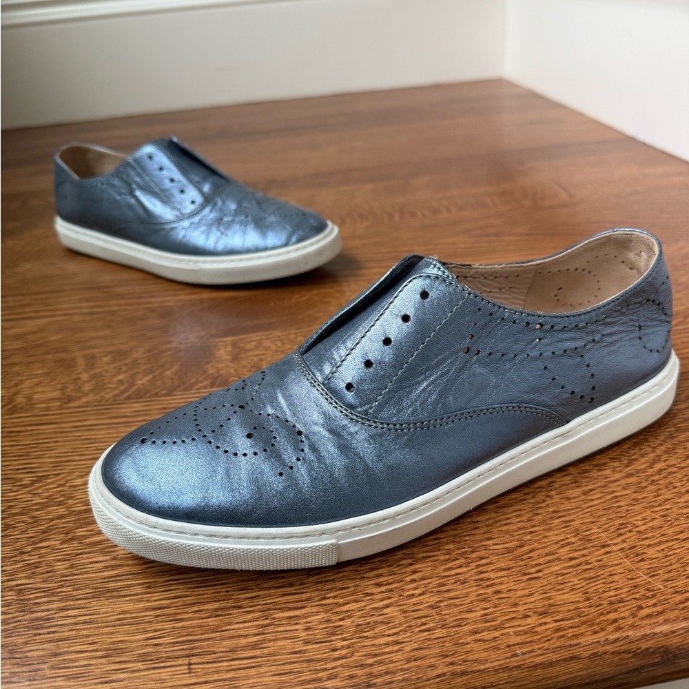 FRATELLI ROSSETTI Leather Hobo Sport Sneakers Metallic Blue Italy Perforated‎ 38